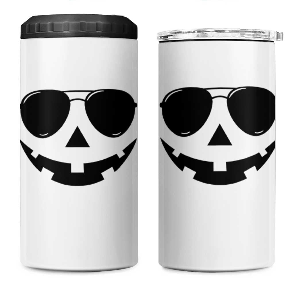 Pumpkin Face 4 in 1 Can Cooler Tumbler Vintage Jack o Lantern Jackolantern Spooky Season Halloween - Wonder Print Shop