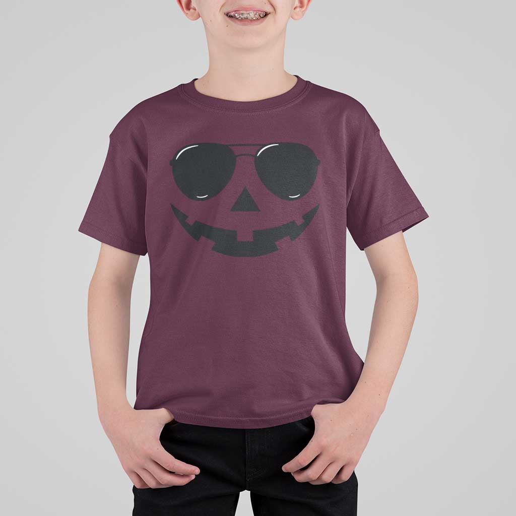 Pumpkin Face T Shirt For Kid Vintage Jack o Lantern Jackolantern Spooky Season Halloween - Wonder Print Shop