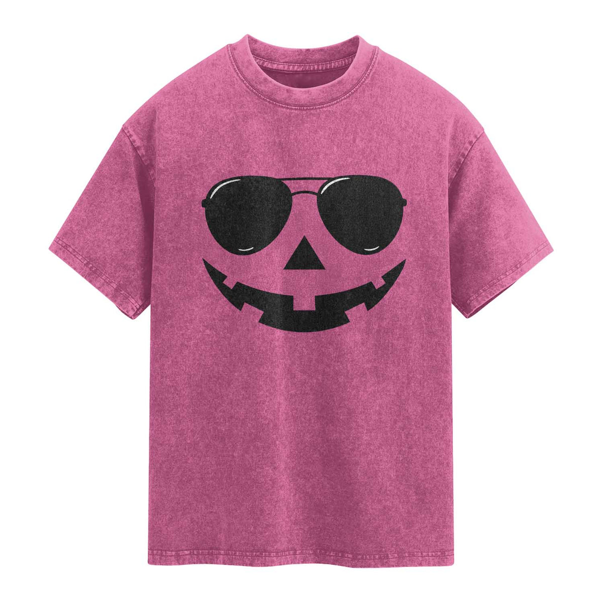 Pumpkin Face Washed Cotton T-Shirt Vintage Jack o Lantern Jackolantern Spooky Season Halloween
