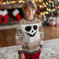 Pumpkin Face Ugly Christmas Sweater Vintage Jack o Lantern Jackolantern Spooky Season Halloween - Wonder Print Shop