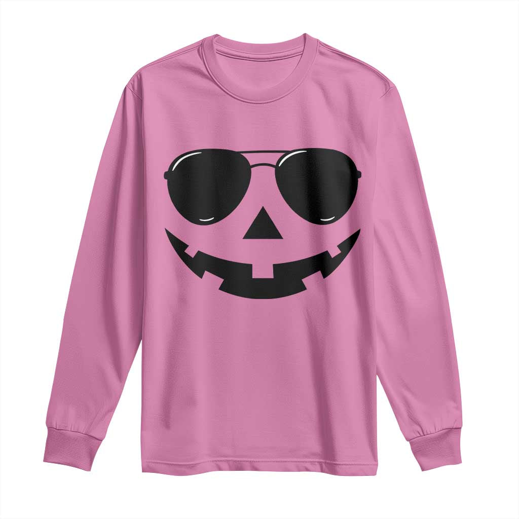Pumpkin Face Long Sleeve Shirt Vintage Jack o Lantern Jackolantern Spooky Season Halloween - Wonder Print Shop