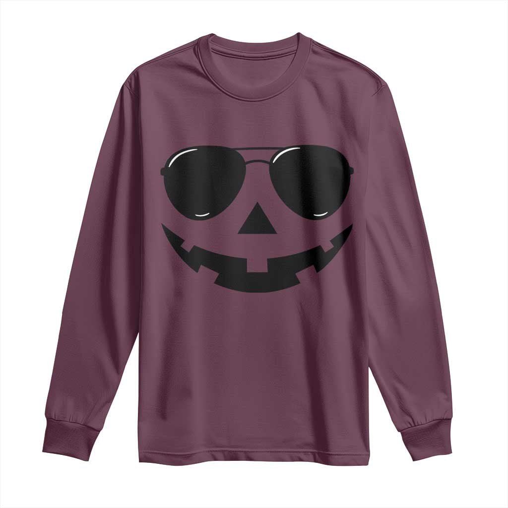 Pumpkin Face Long Sleeve Shirt Vintage Jack o Lantern Jackolantern Spooky Season Halloween - Wonder Print Shop