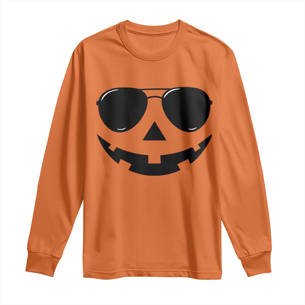 Pumpkin Face Long Sleeve Shirt Vintage Jack o Lantern Jackolantern Spooky Season Halloween - Wonder Print Shop