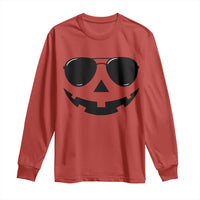 Pumpkin Face Long Sleeve Shirt Vintage Jack o Lantern Jackolantern Spooky Season Halloween - Wonder Print Shop