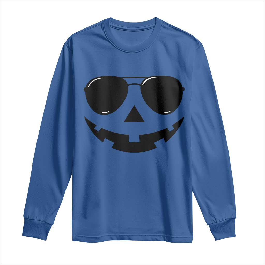 Pumpkin Face Long Sleeve Shirt Vintage Jack o Lantern Jackolantern Spooky Season Halloween - Wonder Print Shop