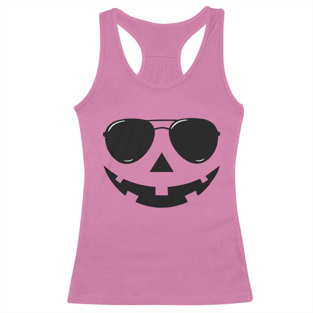 Pumpkin Face Racerback Tank Top Vintage Jack o Lantern Jackolantern Spooky Season Halloween - Wonder Print Shop