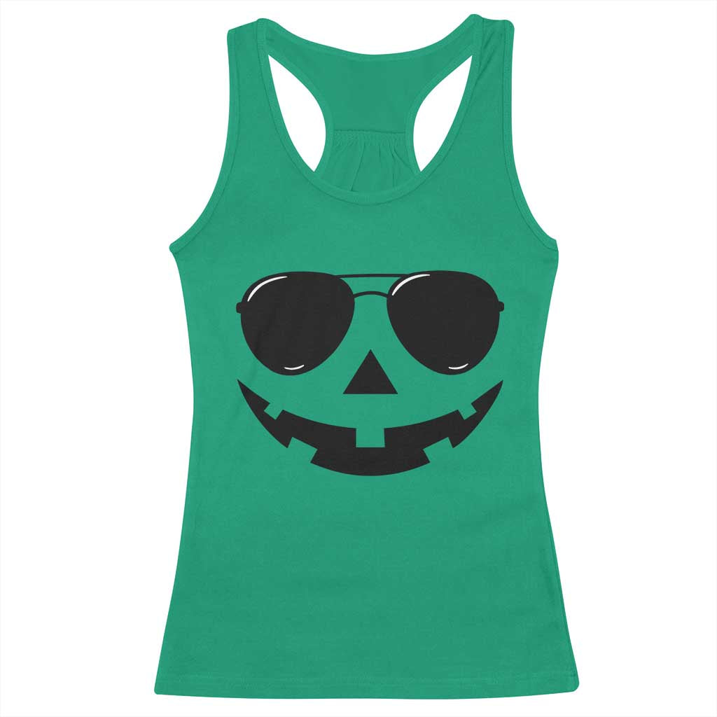 Pumpkin Face Racerback Tank Top Vintage Jack o Lantern Jackolantern Spooky Season Halloween - Wonder Print Shop