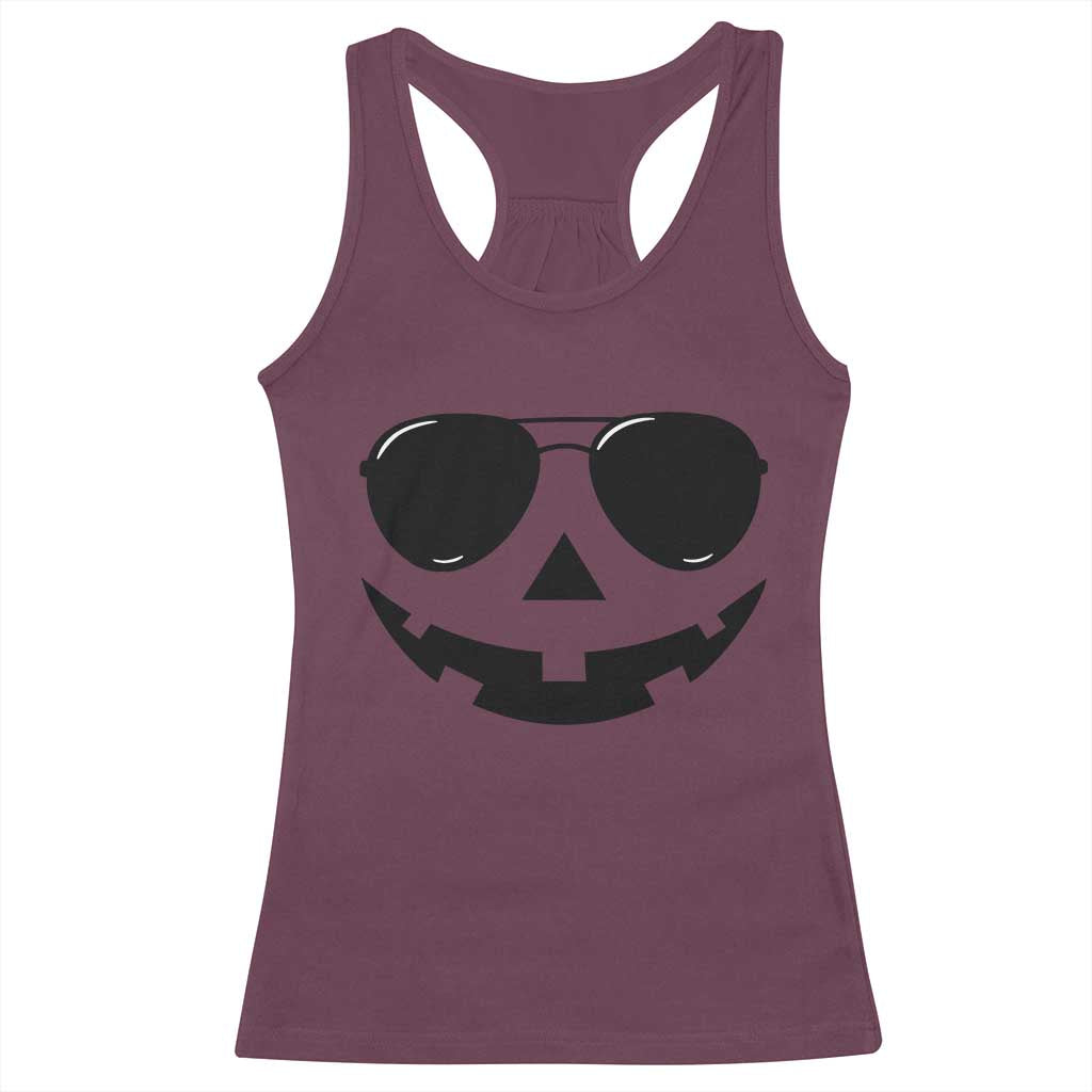 Pumpkin Face Racerback Tank Top Vintage Jack o Lantern Jackolantern Spooky Season Halloween - Wonder Print Shop