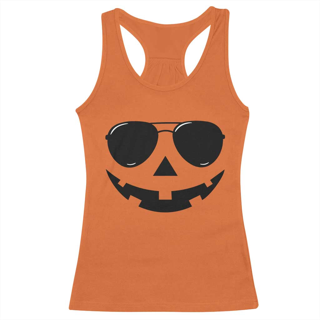 Pumpkin Face Racerback Tank Top Vintage Jack o Lantern Jackolantern Spooky Season Halloween - Wonder Print Shop