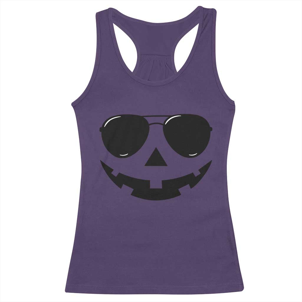 Pumpkin Face Racerback Tank Top Vintage Jack o Lantern Jackolantern Spooky Season Halloween - Wonder Print Shop