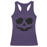 Pumpkin Face Racerback Tank Top Vintage Jack o Lantern Jackolantern Spooky Season Halloween - Wonder Print Shop
