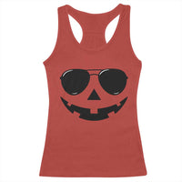 Pumpkin Face Racerback Tank Top Vintage Jack o Lantern Jackolantern Spooky Season Halloween - Wonder Print Shop