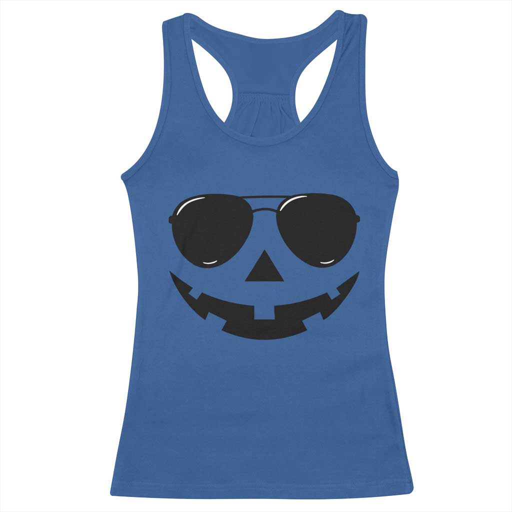 Pumpkin Face Racerback Tank Top Vintage Jack o Lantern Jackolantern Spooky Season Halloween - Wonder Print Shop