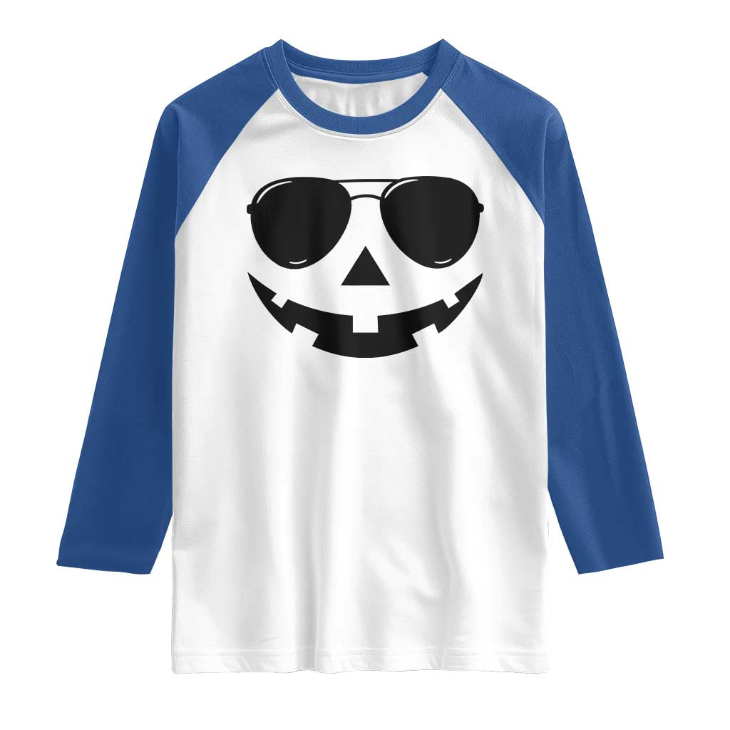 Pumpkin Face Raglan Shirt Vintage Jack o Lantern Jackolantern Spooky Season Halloween - Wonder Print Shop