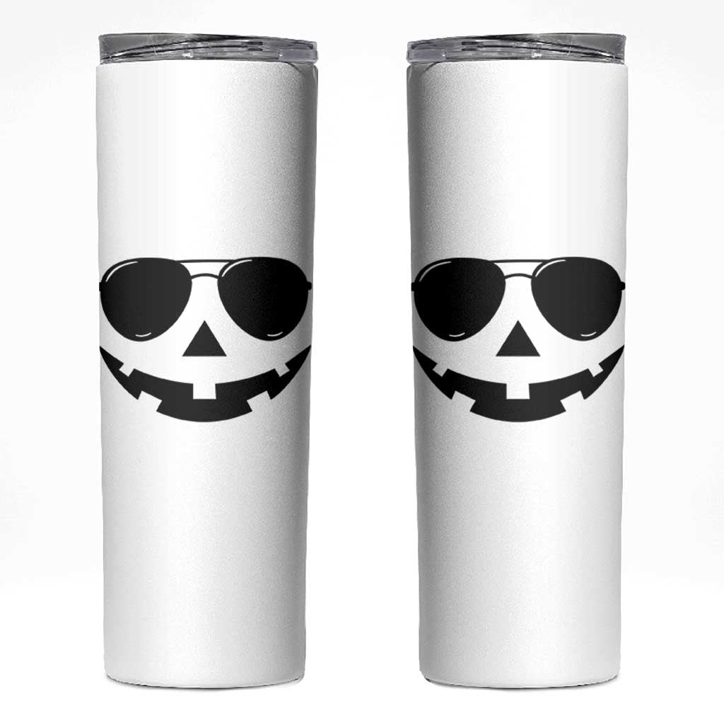 Pumpkin Face Skinny Tumbler Vintage Jack o Lantern Jackolantern Spooky Season Halloween - Wonder Print Shop