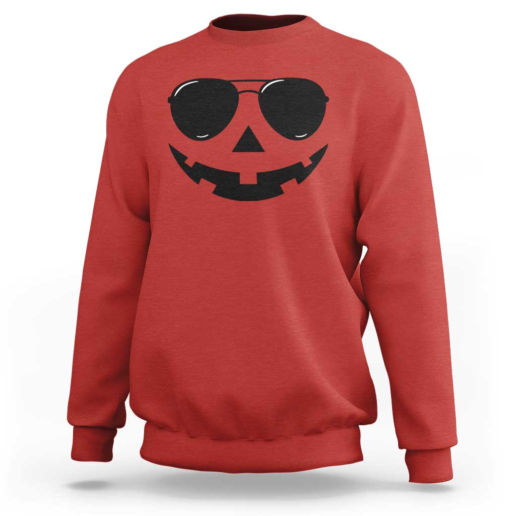 Pumpkin Face Sweatshirt Vintage Jack o Lantern Jackolantern Spooky Season Halloween - Wonder Print Shop