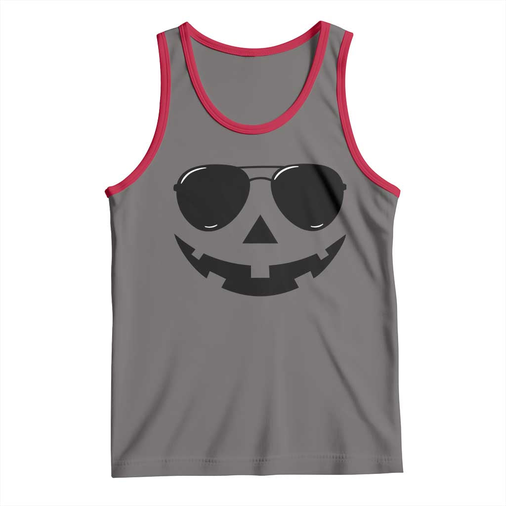 Pumpkin Face Tank Top Vintage Jack o Lantern Jackolantern Spooky Season Halloween - Wonder Print Shop