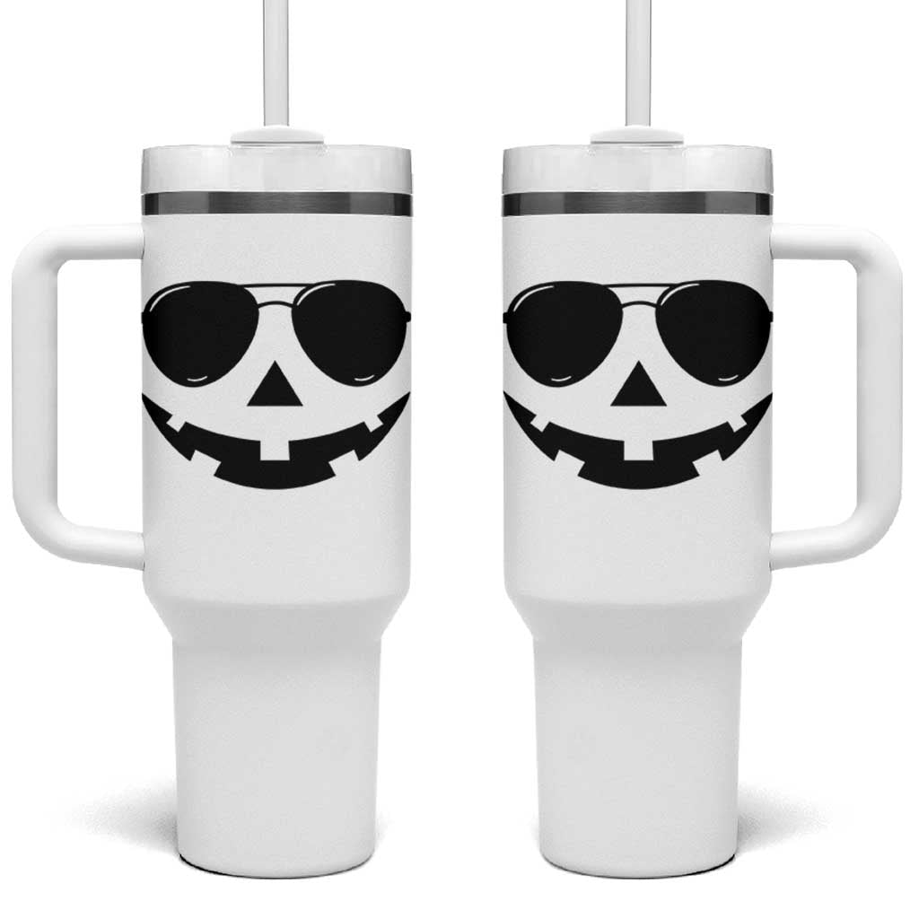Pumpkin Face Tumbler With Handle Vintage Jack o Lantern Jackolantern Spooky Season Halloween - Wonder Print Shop