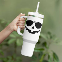 Pumpkin Face Tumbler With Handle Vintage Jack o Lantern Jackolantern Spooky Season Halloween - Wonder Print Shop