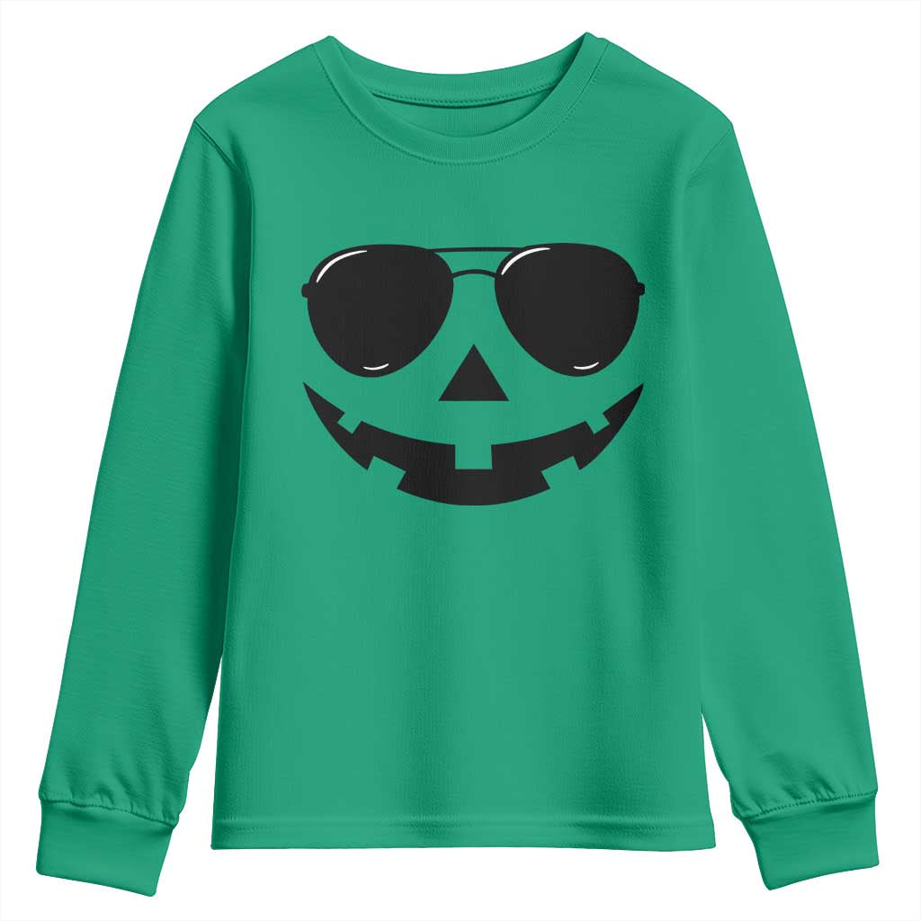 Pumpkin Face Youth Sweatshirt Vintage Jack o Lantern Jackolantern Spooky Season Halloween - Wonder Print Shop