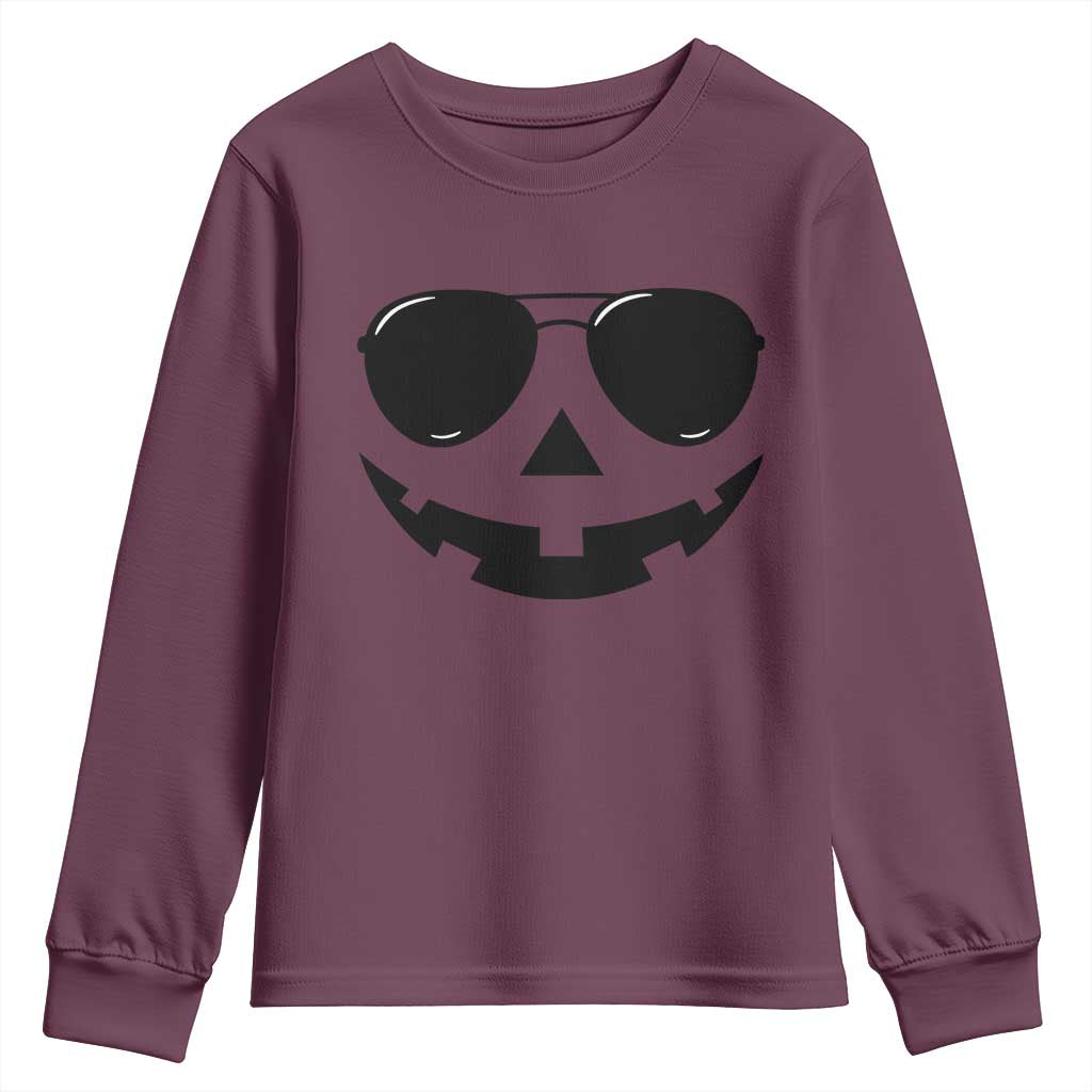 Pumpkin Face Youth Sweatshirt Vintage Jack o Lantern Jackolantern Spooky Season Halloween - Wonder Print Shop