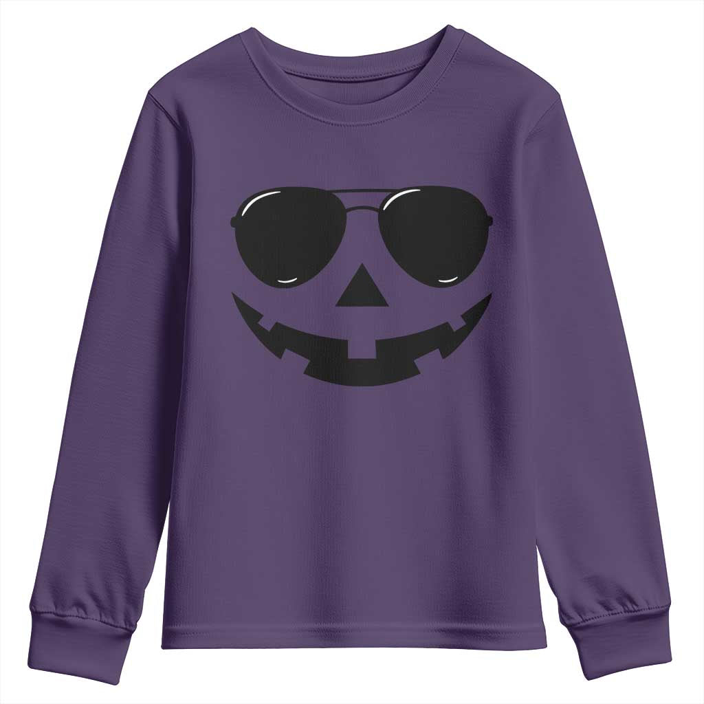 Pumpkin Face Youth Sweatshirt Vintage Jack o Lantern Jackolantern Spooky Season Halloween - Wonder Print Shop
