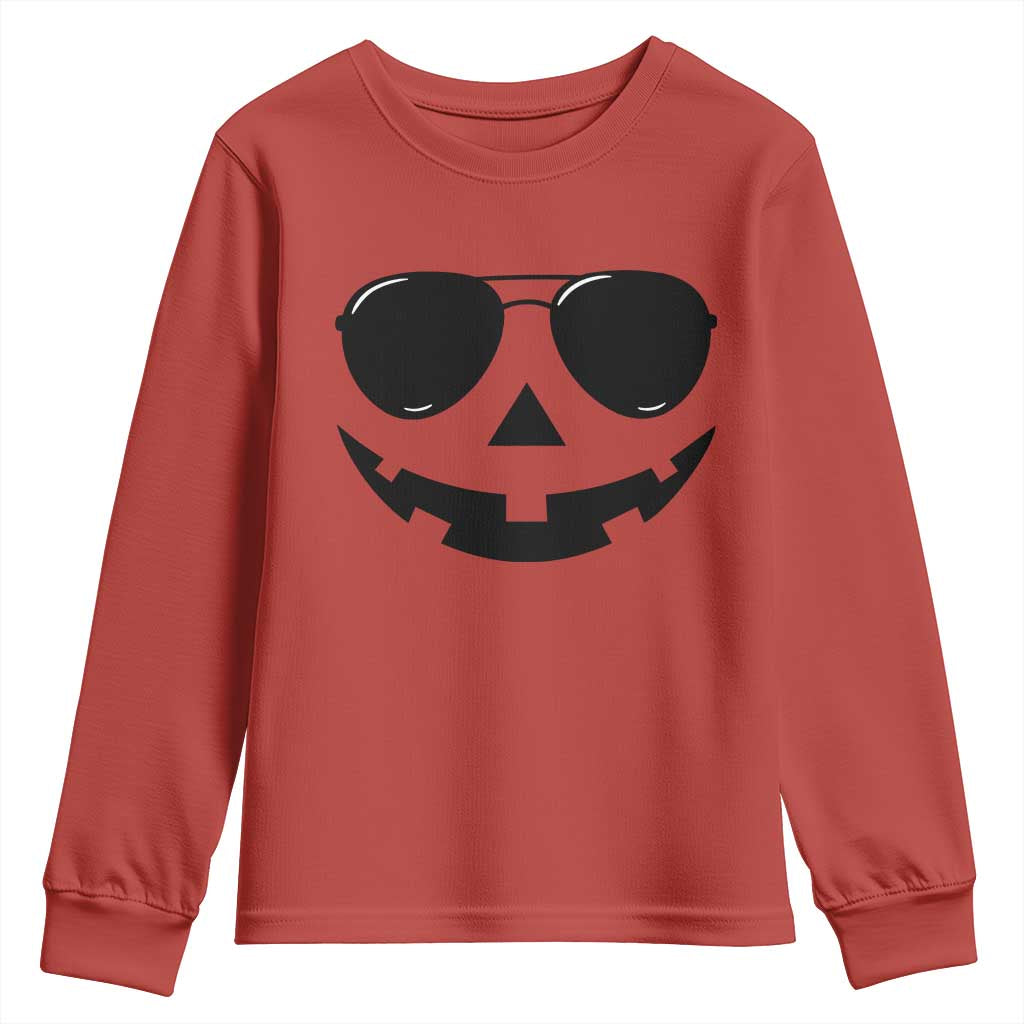 Pumpkin Face Youth Sweatshirt Vintage Jack o Lantern Jackolantern Spooky Season Halloween - Wonder Print Shop