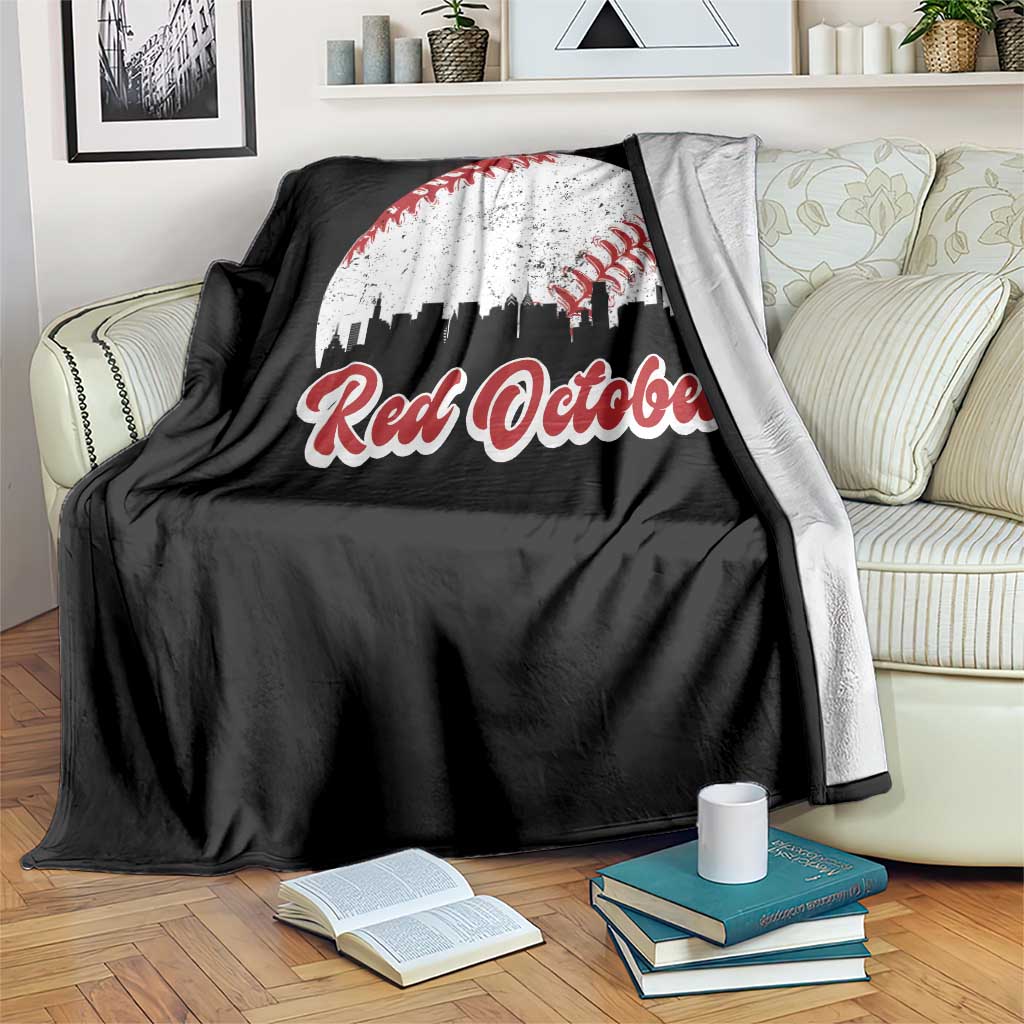 Vintage Red October Throw Blanket Philadelphia Skyline Retro Philly Cityscape - Wonder Print Shop
