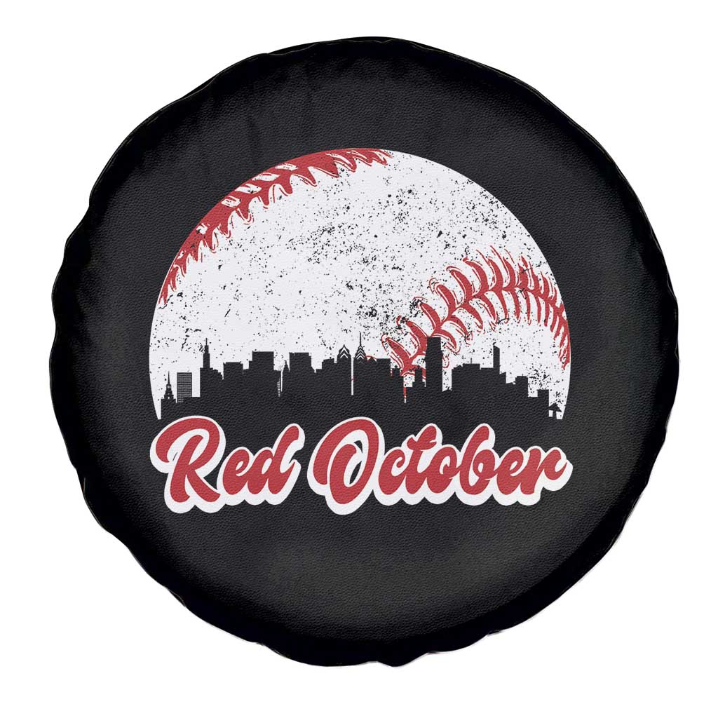 Vintage Red October Spare Tire Cover Philadelphia Skyline Retro Philly Cityscape - Wonder Print Shop