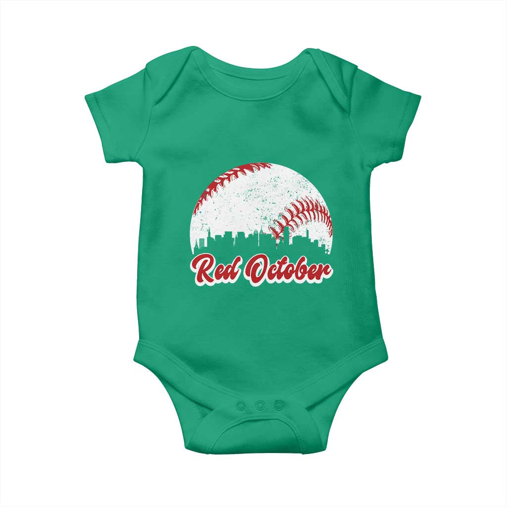 Vintage Red October Baby Onesie Philadelphia Skyline Retro Philly Cityscape - Wonder Print Shop