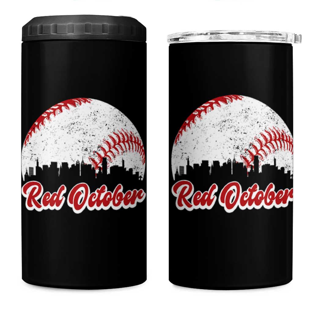 Vintage Red October 4 in 1 Can Cooler Tumbler Philadelphia Skyline Retro Philly Cityscape - Wonder Print Shop