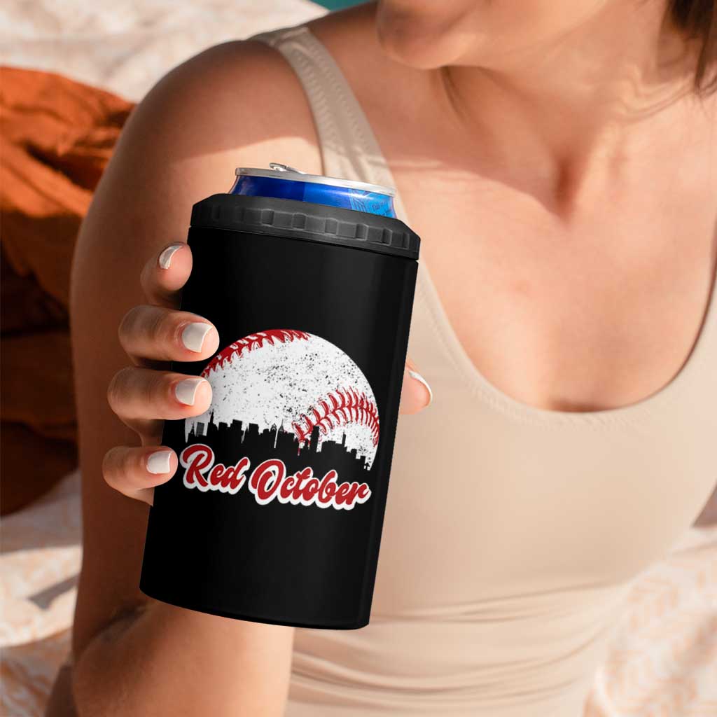 Vintage Red October 4 in 1 Can Cooler Tumbler Philadelphia Skyline Retro Philly Cityscape - Wonder Print Shop