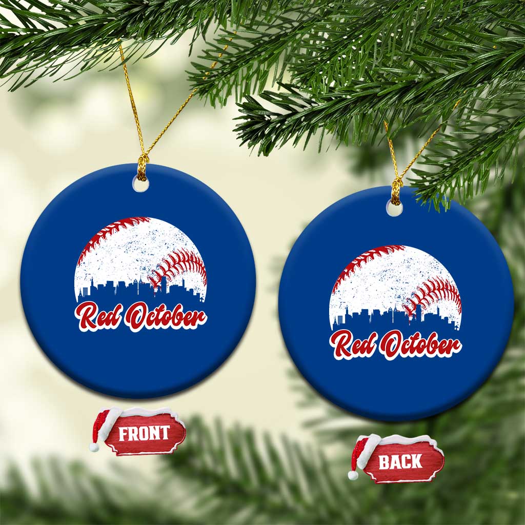 Vintage Red October Ceramic Ornament Philadelphia Skyline Retro Philly Cityscape - Wonder Print Shop