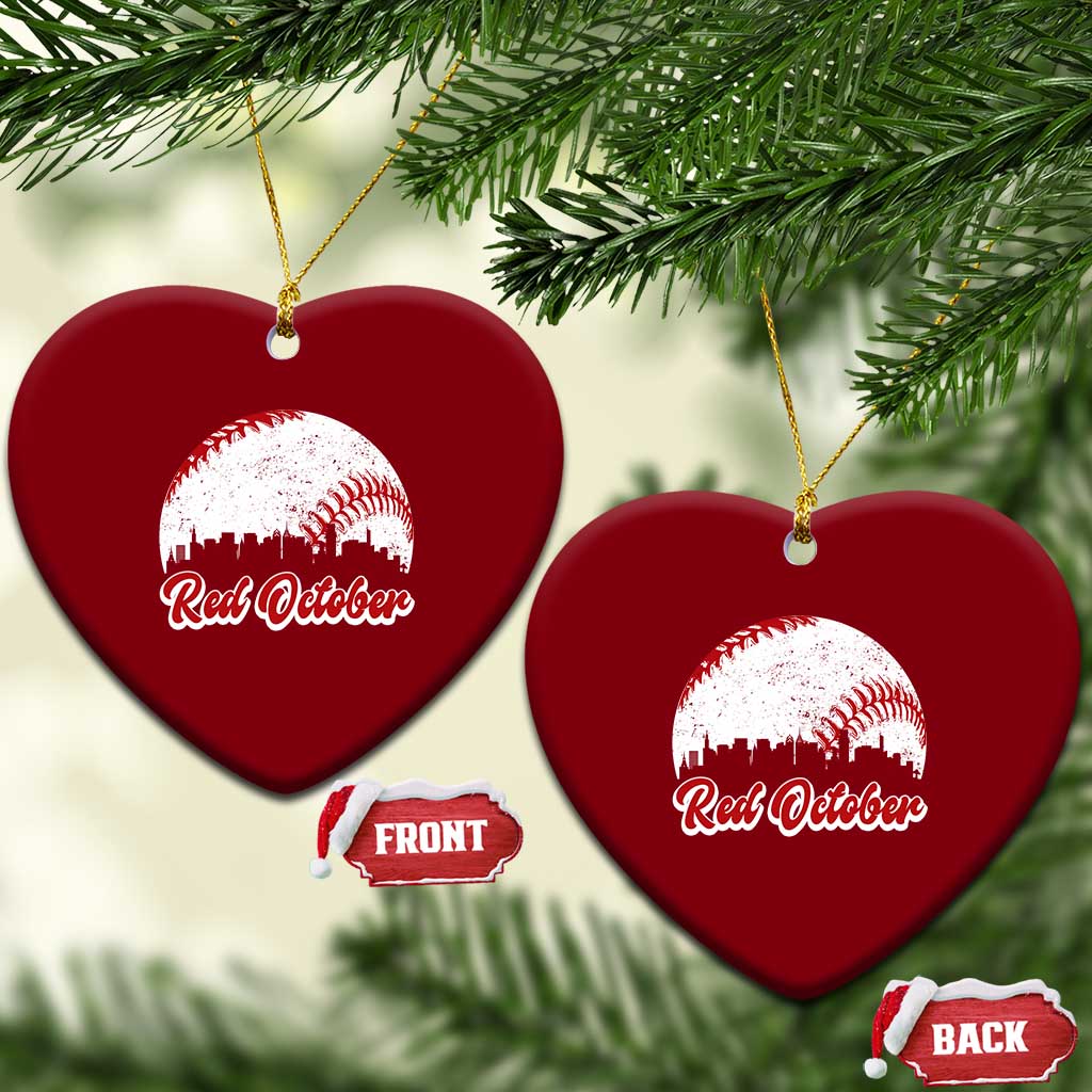 Vintage Red October Ceramic Ornament Philadelphia Skyline Retro Philly Cityscape - Wonder Print Shop