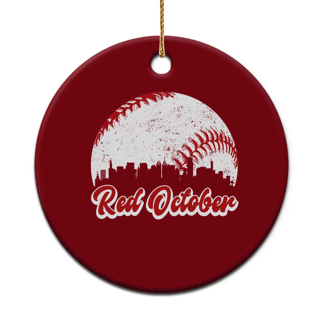 Vintage Red October Ceramic Ornament Philadelphia Skyline Retro Philly Cityscape - Wonder Print Shop