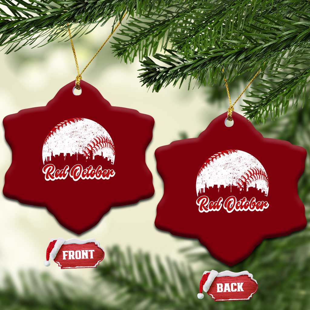 Vintage Red October Ceramic Ornament Philadelphia Skyline Retro Philly Cityscape - Wonder Print Shop