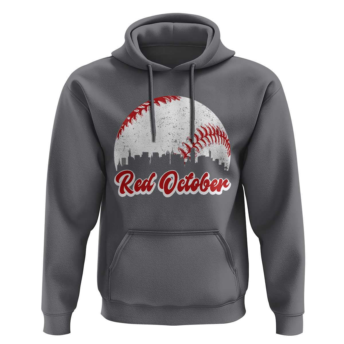 Vintage Red October Hoodie Philadelphia Skyline Retro Philly Cityscape - Wonder Print Shop