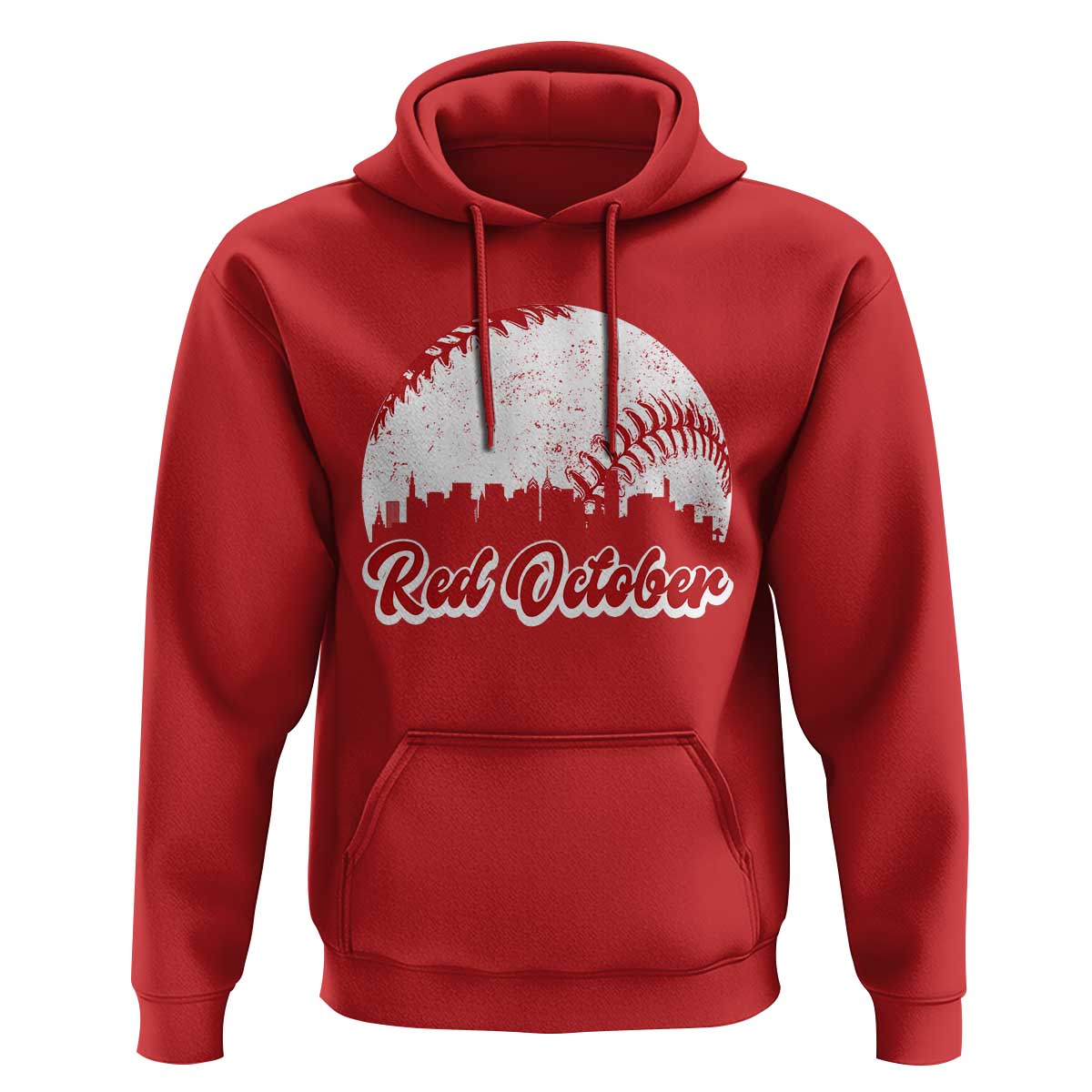 Vintage Red October Hoodie Philadelphia Skyline Retro Philly Cityscape - Wonder Print Shop