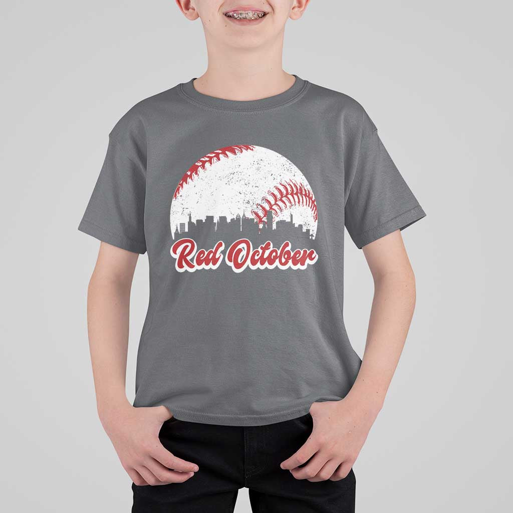 Vintage Red October T Shirt For Kid Philadelphia Skyline Retro Philly Cityscape - Wonder Print Shop