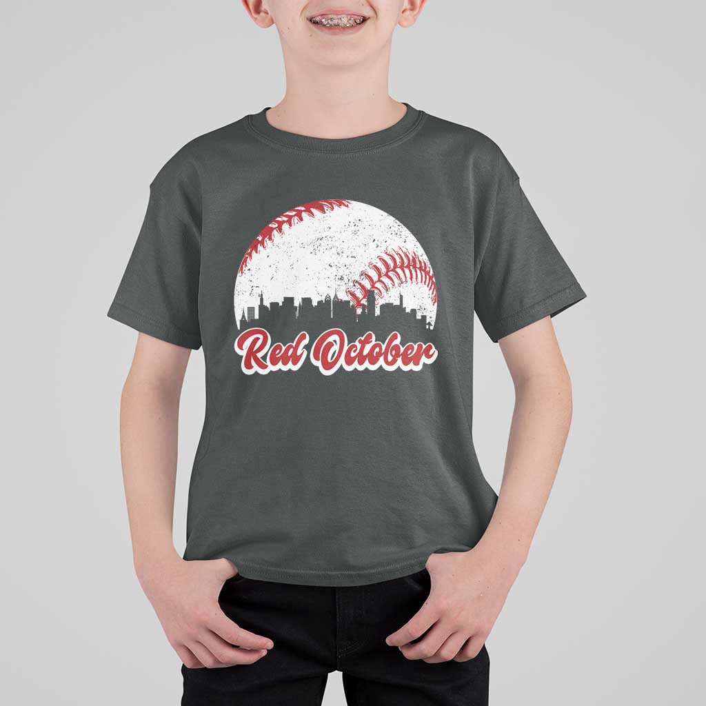 Vintage Red October T Shirt For Kid Philadelphia Skyline Retro Philly Cityscape - Wonder Print Shop