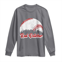 Vintage Red October Long Sleeve Shirt Philadelphia Skyline Retro Philly Cityscape - Wonder Print Shop