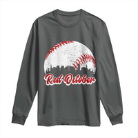 Vintage Red October Long Sleeve Shirt Philadelphia Skyline Retro Philly Cityscape - Wonder Print Shop