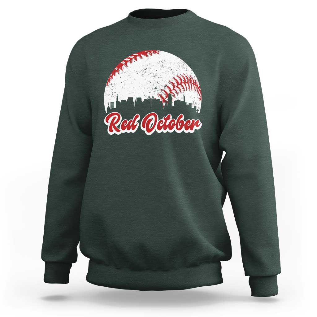 Vintage Red October Sweatshirt Philadelphia Skyline Retro Philly Cityscape - Wonder Print Shop
