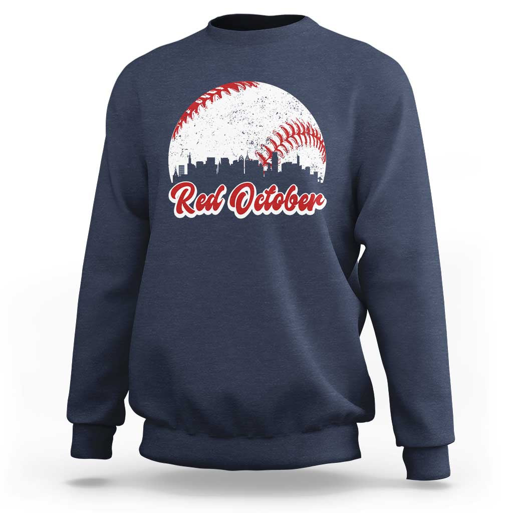 Vintage Red October Sweatshirt Philadelphia Skyline Retro Philly Cityscape - Wonder Print Shop