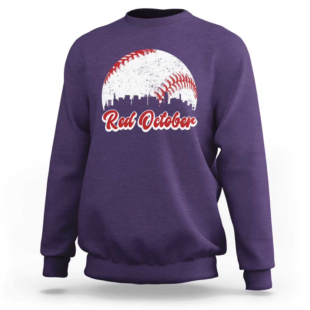 Vintage Red October Sweatshirt Philadelphia Skyline Retro Philly Cityscape - Wonder Print Shop