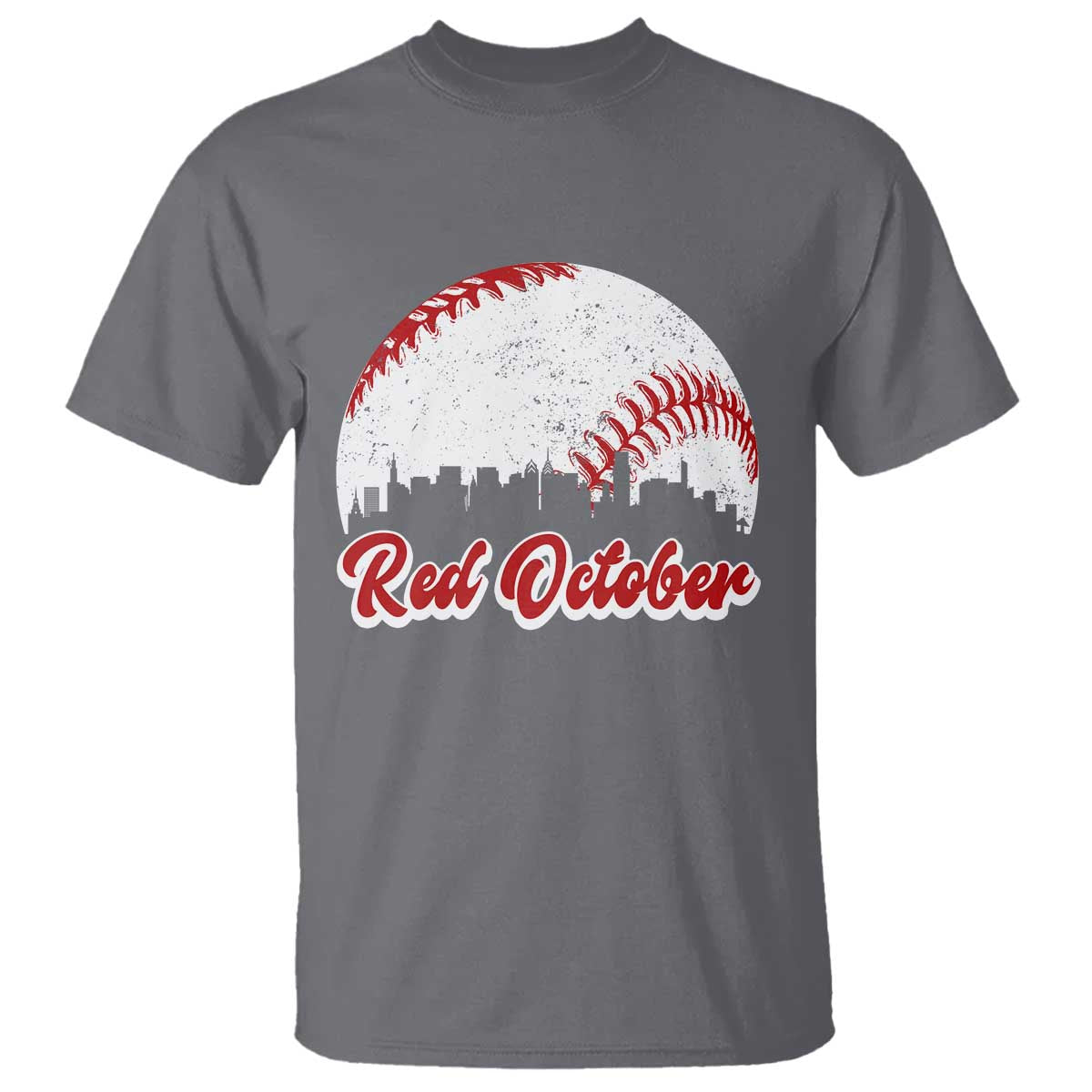 Vintage Red October T Shirt Philadelphia Skyline Retro Philly Cityscape - Wonder Print Shop