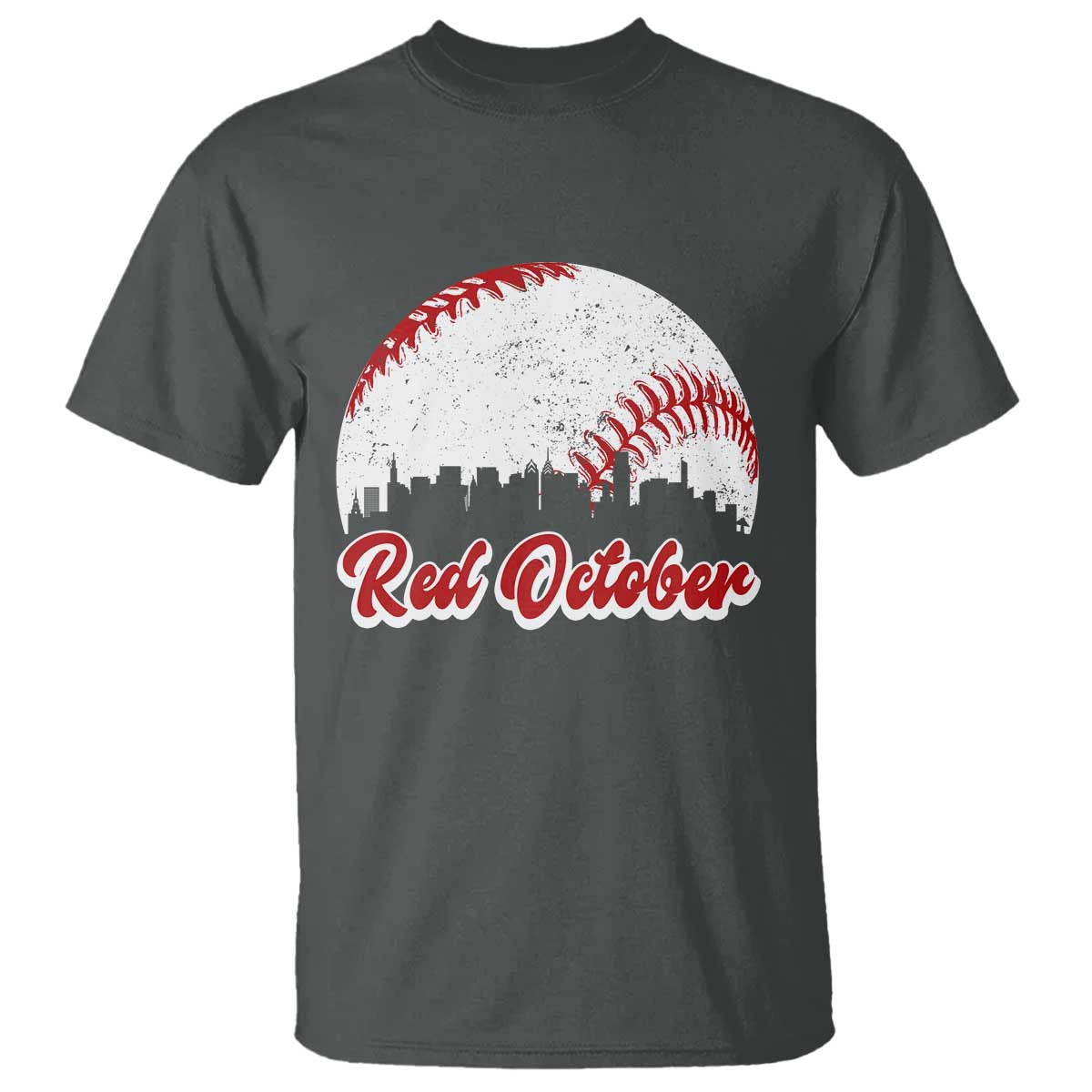 Vintage Red October T Shirt Philadelphia Skyline Retro Philly Cityscape - Wonder Print Shop