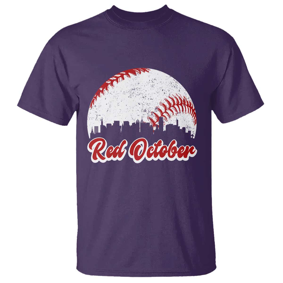 Vintage Red October T Shirt Philadelphia Skyline Retro Philly Cityscape - Wonder Print Shop