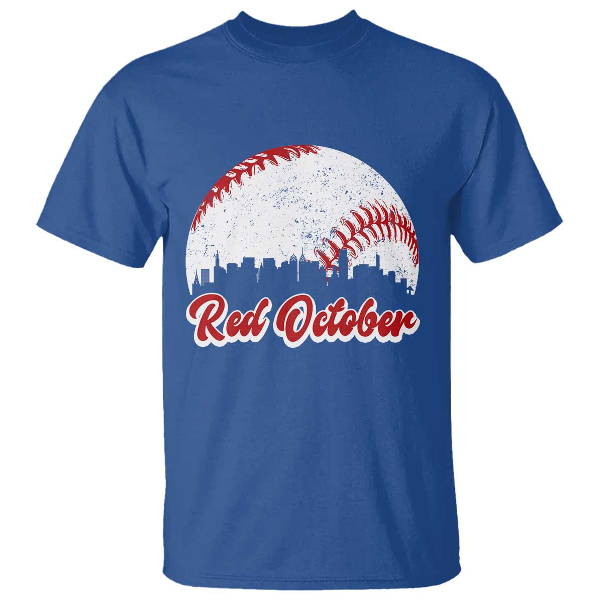 Vintage Red October T Shirt Philadelphia Skyline Retro Philly Cityscape - Wonder Print Shop