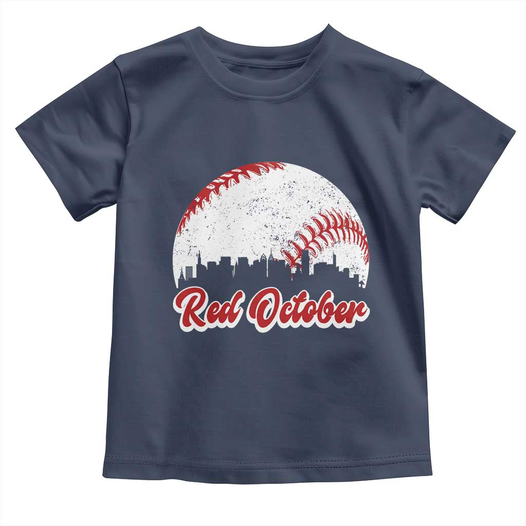 Vintage Red October Toddler T Shirt Philadelphia Skyline Retro Philly Cityscape - Wonder Print Shop